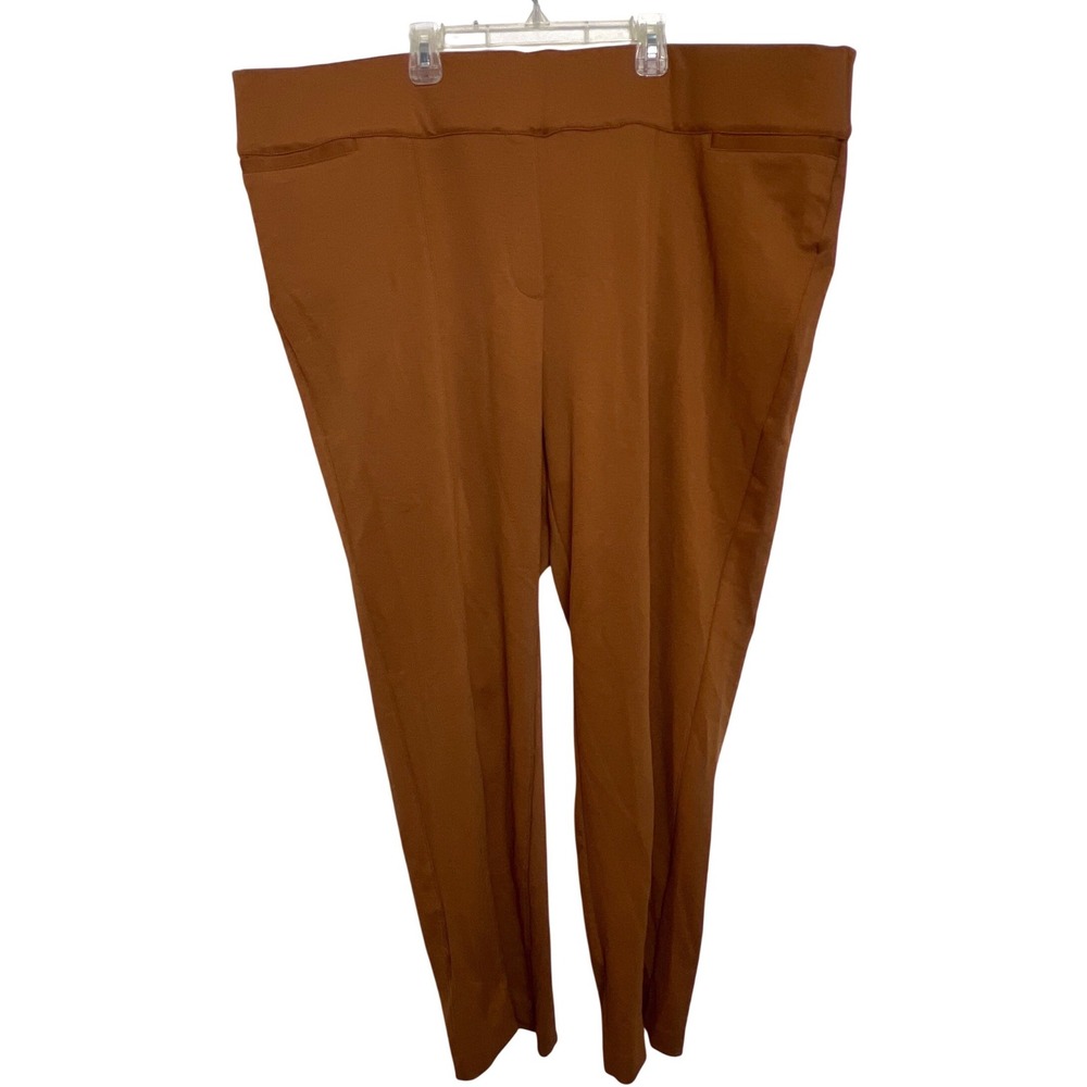 Lane‎ Bryant Ponte Straight Leg Mid Rise Pants Women's Plus 28 Brown Career NWT